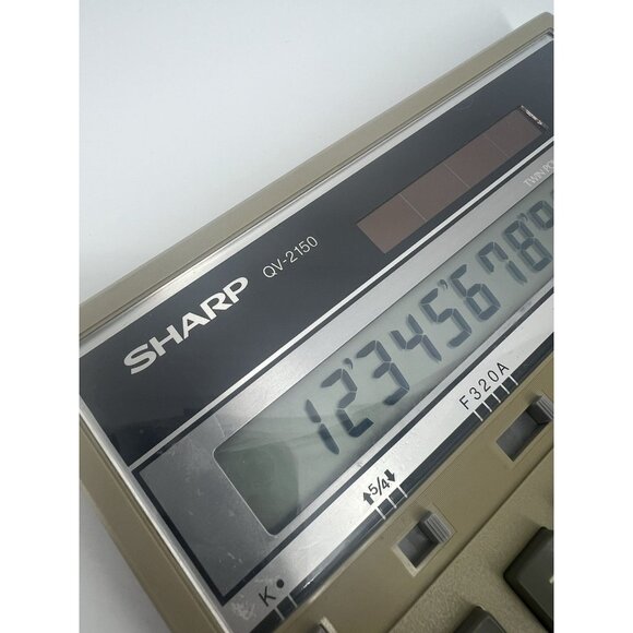 RARE VINTAGE SHARP QV-2150 SOLAR BATTERY DESK CALCULATOR 12 Digit Kickstand VTG - Picture 5 of 10